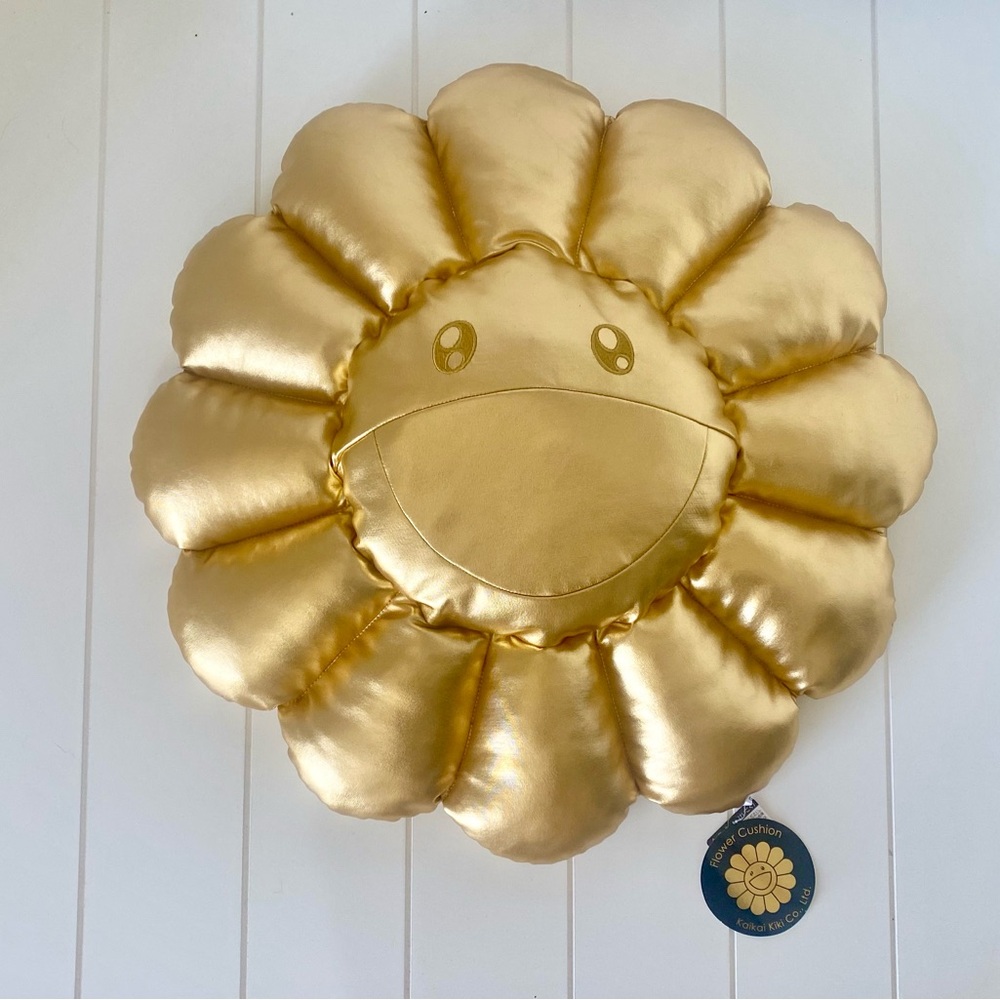 Takashi Murakami Flower Kaikai Kiki Gold Cushion 60 cm Brand New With Tags